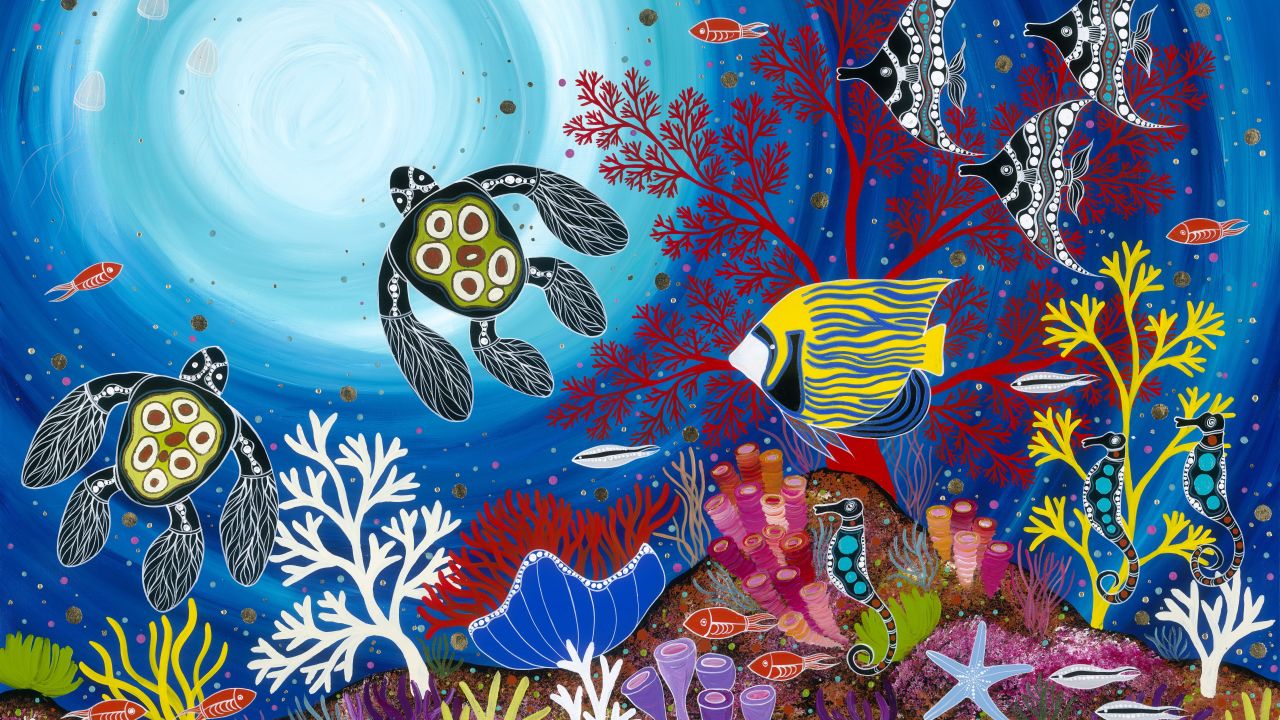 Rache Tulpen Postkarte great barrier reef aboriginal Hase In Gefahr ...