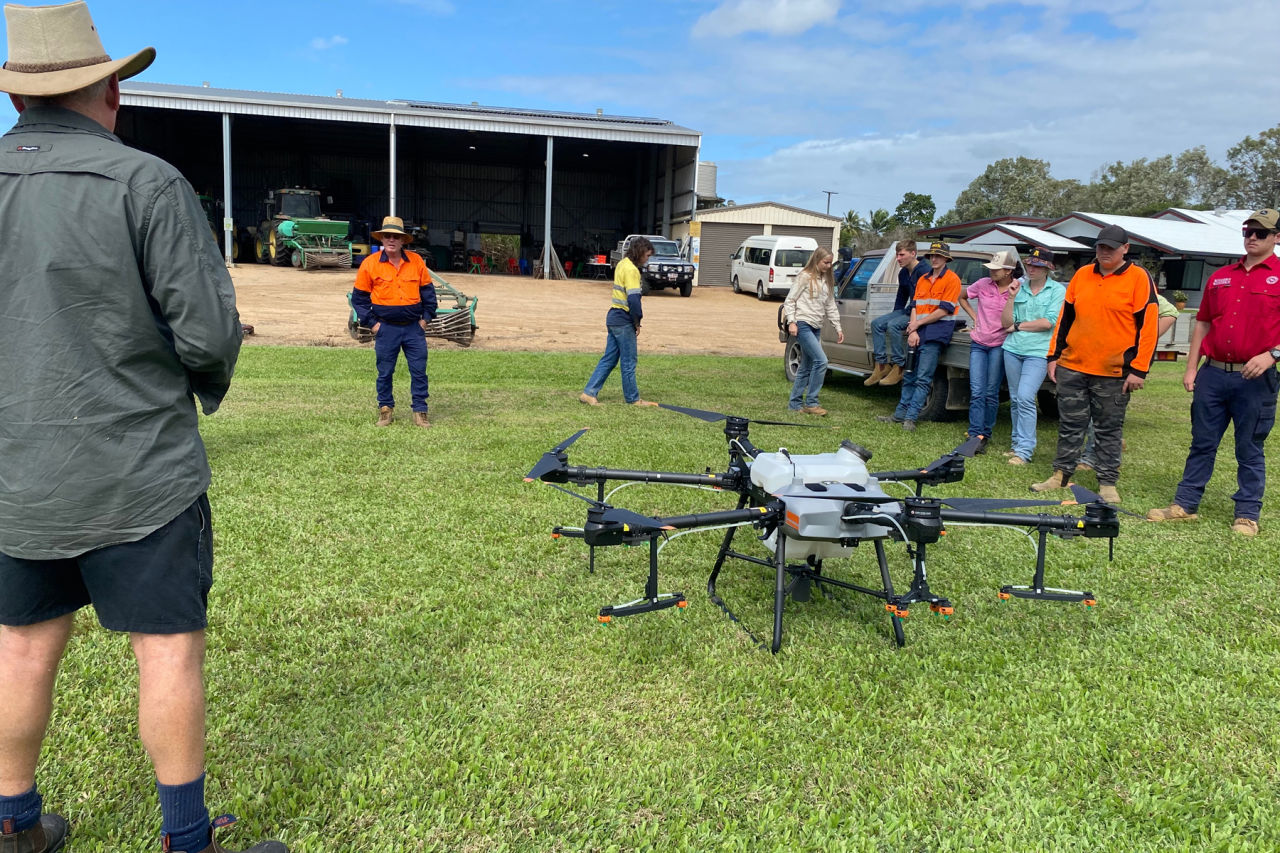Students learn about drone technology and its role in farming. Credit: Canegrowers Herbert River