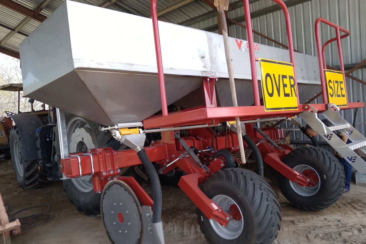 The GPS and stool splitter fertiliser box gives Frank the ability to ensure that his fertiliser placement is accurate. Credit CANEGROWERS Herbert River