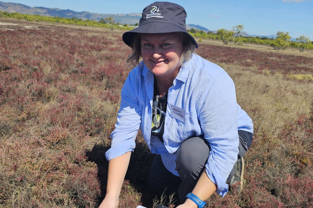 Program Manager Meg Connell in the field, monitoring salt scrub.