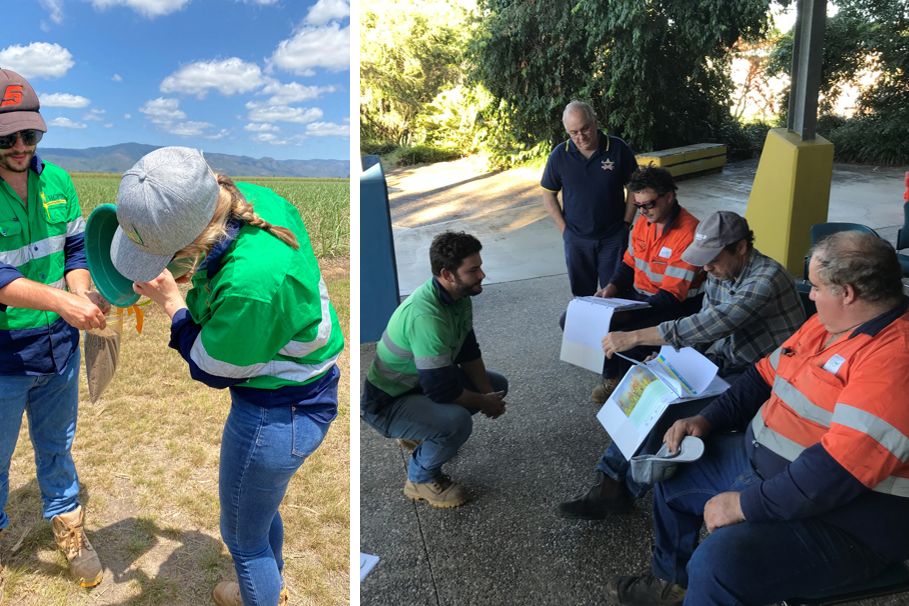 Left: HCPSL extension agronomists Jarrod Sartor and Ellie McVeigh take soil samples on farm. Right: Nutrient management planning with HCPSL extension agronomist Jarrod SartorCredit: HCPSL.