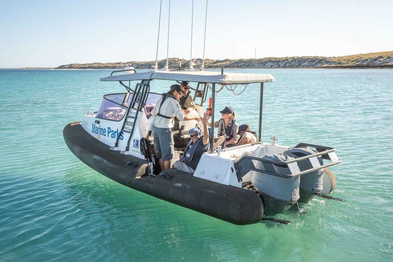 Cultural mapping of sea country with Traditional Owners at Ningaloo to support Joint Management, September 2021. Credit: Department of Biodiversity, Conservation and Attractions (DBCA).